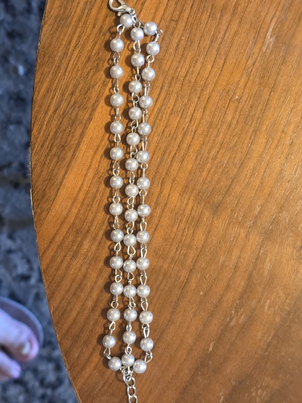 Pearl Bead Triple Strand Bracelet - White